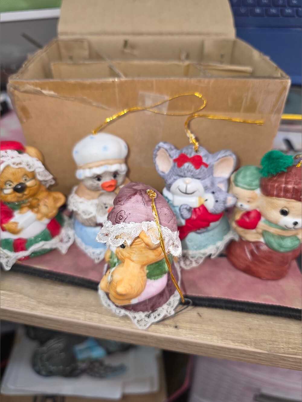 Set Of 5 Porcelain Animal Bells